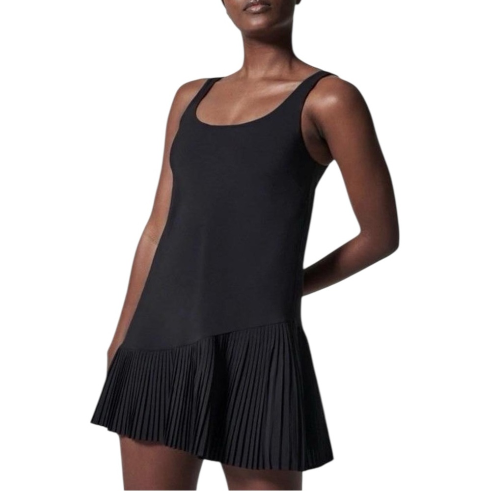 SPANX Yes Pleats Dress Black‎ Skort Exercise Athleisure Pickleball Golf Tennis